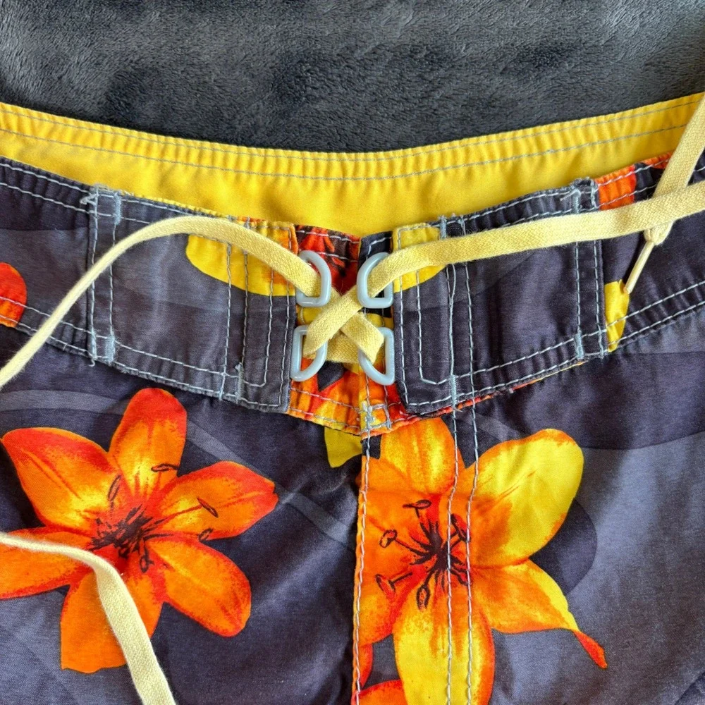 Billabong Mens Board Shorts Floral Tropical Surf 33 Brown Orange Yellow